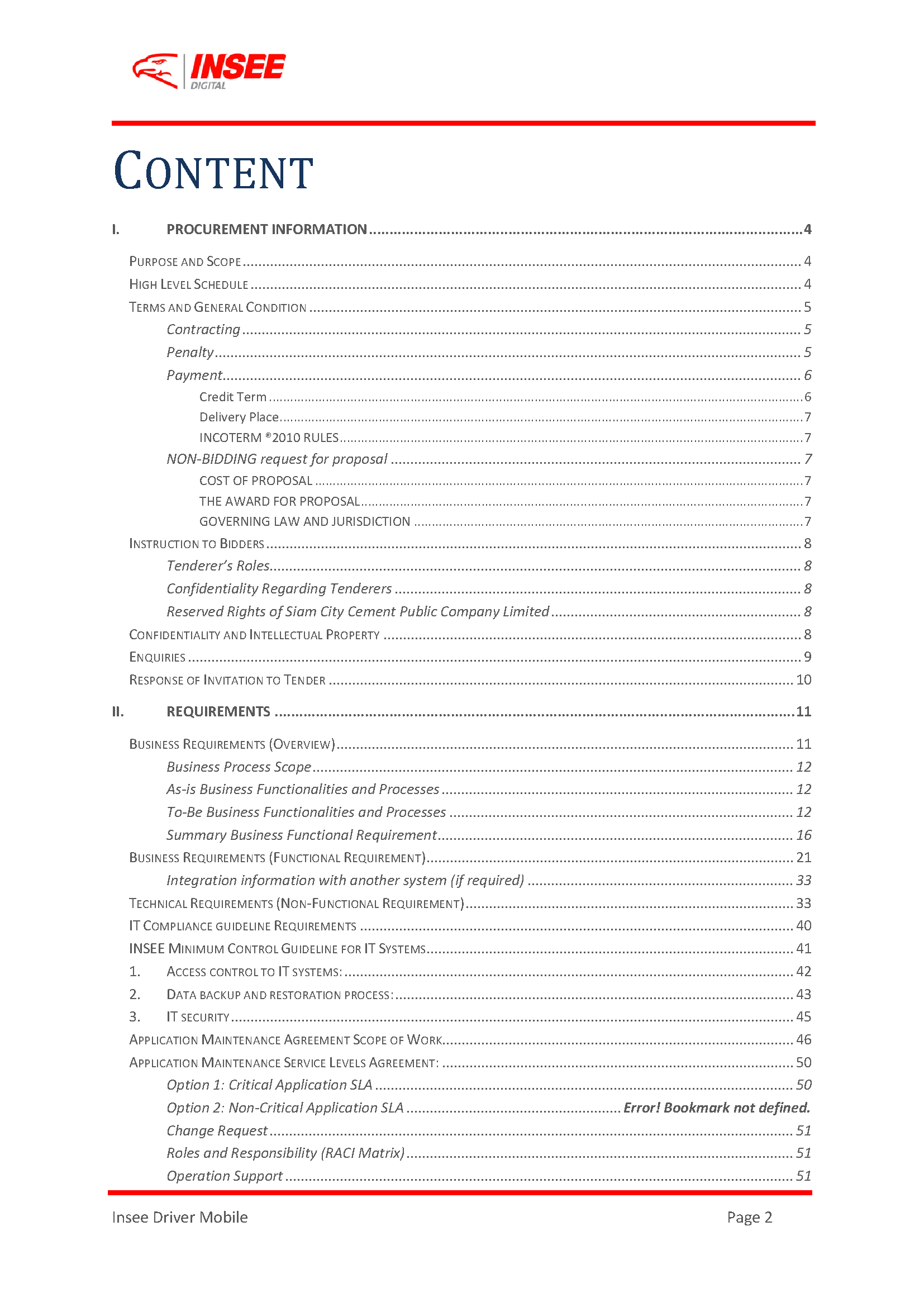Request For Proposal (RFP) page 2