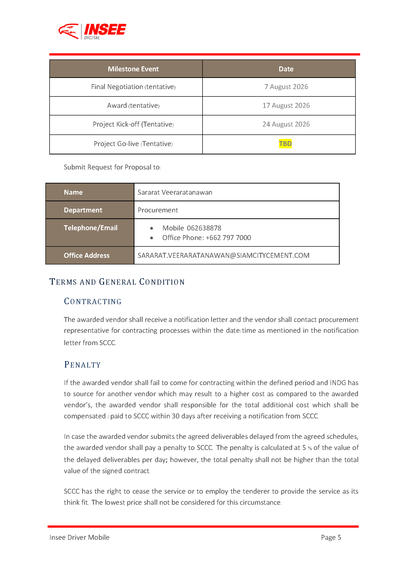 Request For Proposal (RFP) page 5