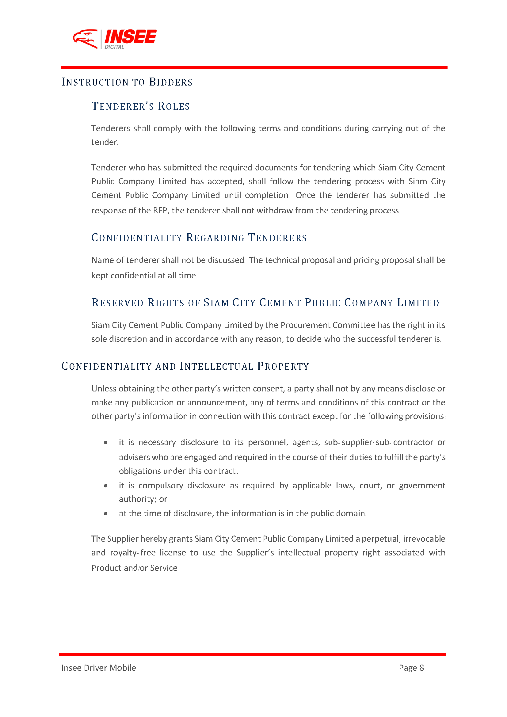 Request For Proposal (RFP) page 8