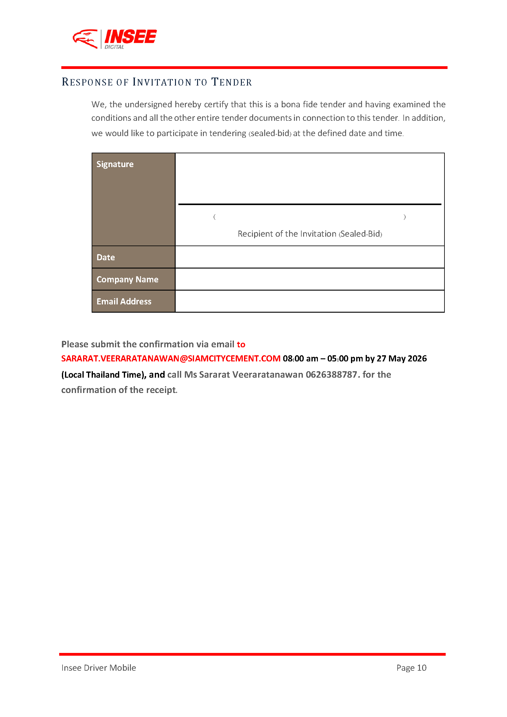 Request For Proposal (RFP) page 10